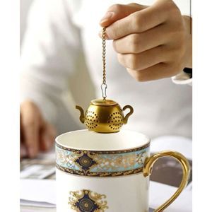 Stainless steel mini gold tea pot tea leaf filter